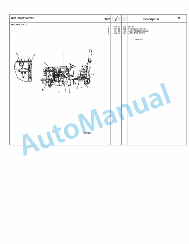 Massey Ferguson 2625, 2635 Tractor Repair Time Schedule 4283428M3-3