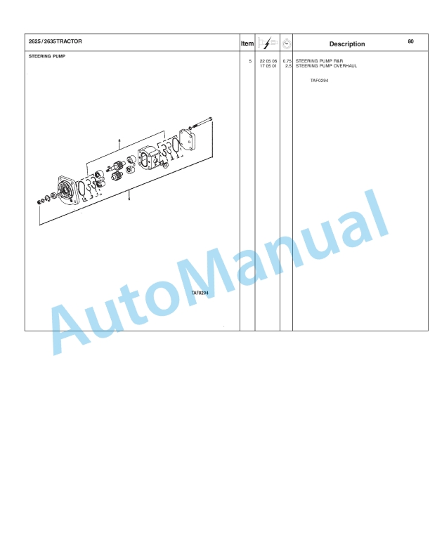Massey Ferguson 2625, 2635 Tractor Repair Time Schedule 4283428M3-4
