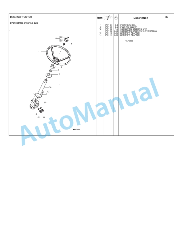 Massey Ferguson 2625, 2635 Tractor Repair Time Schedule 4283428M3-5