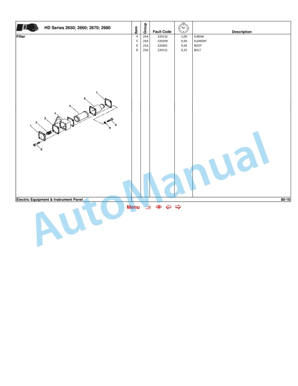 Massey Ferguson 2650, 2660, 2670, 2680 Tractors Repair Time Schedule 4283422M1-3