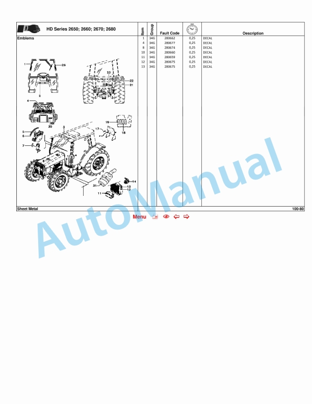 Massey Ferguson 2650, 2660, 2670, 2680 Tractors Repair Time Schedule 4283422M1-4