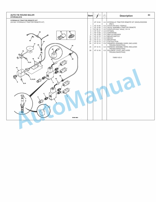 Massey Ferguson 2745, 2746, 2756 Auto-Tie Round Baler Repair Time Schedule 4283097M1-4