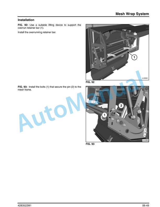 Massey Ferguson 2946, 2946A, 2956, 2956A Round Baler Service Manual 4283522M1-3