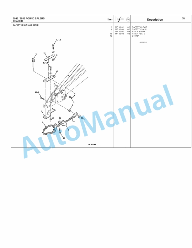 Massey Ferguson 2946, 2956 Round Baler Repair Time Schedule 4283537M2-4