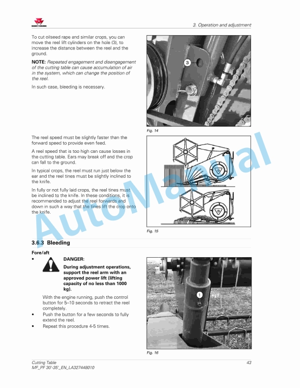 Massey Ferguson 30-35 in PowerFlow Cutting Table Operators Manual LA327448010-2