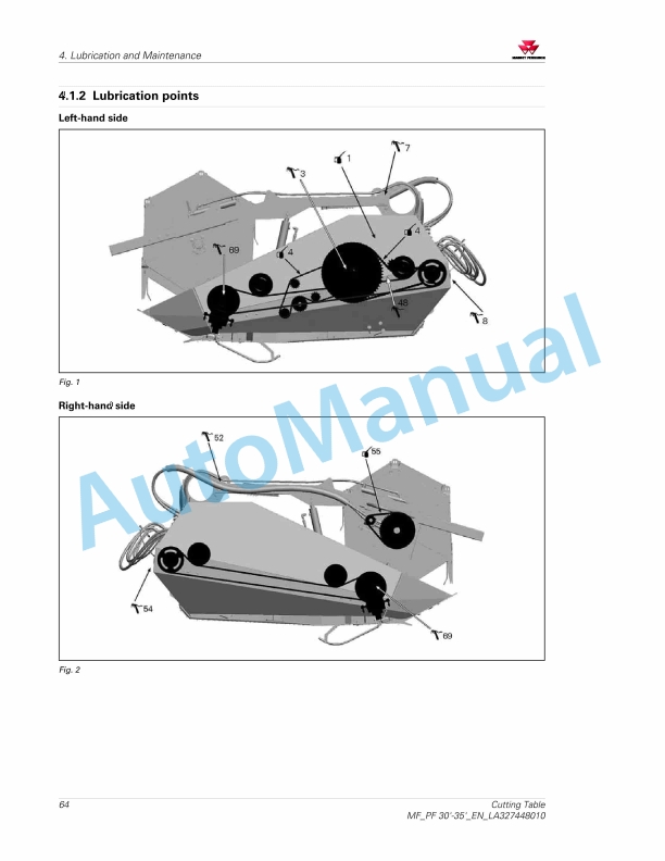Massey Ferguson 30-35 in PowerFlow Cutting Table Operators Manual LA327448010-4