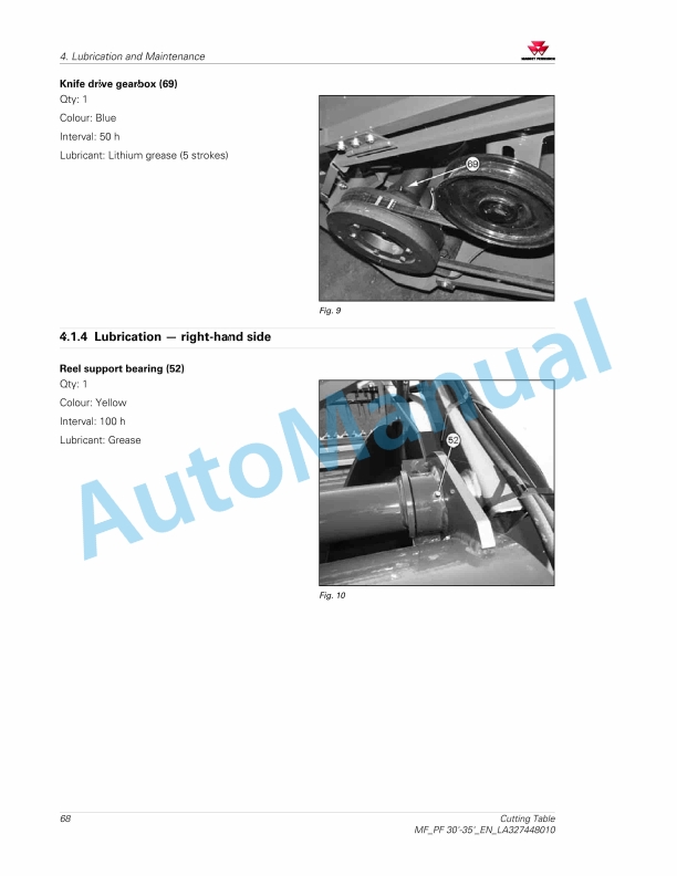 Massey Ferguson 30-35 in PowerFlow Cutting Table Operators Manual LA327448010-5