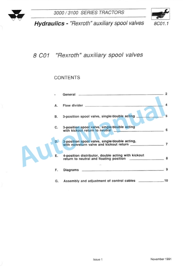 Massey Ferguson 3000, 3100 Series Tractor Workshop Service Manual 3 Massey Ferguson 3000, 3100 Series Tractor Workshop Service Manual - Image 3