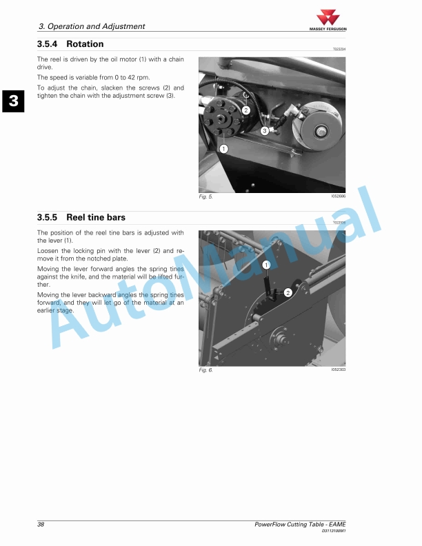 Massey Ferguson 35 Ft PowerFlow Table Operators Manual D3113100M1-2