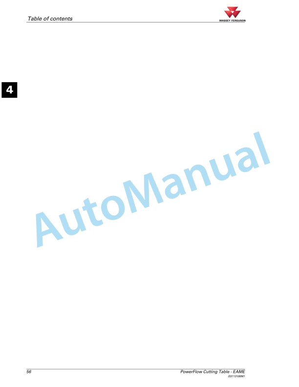 Massey Ferguson 35 Ft PowerFlow Table Operators Manual D3113100M1-4