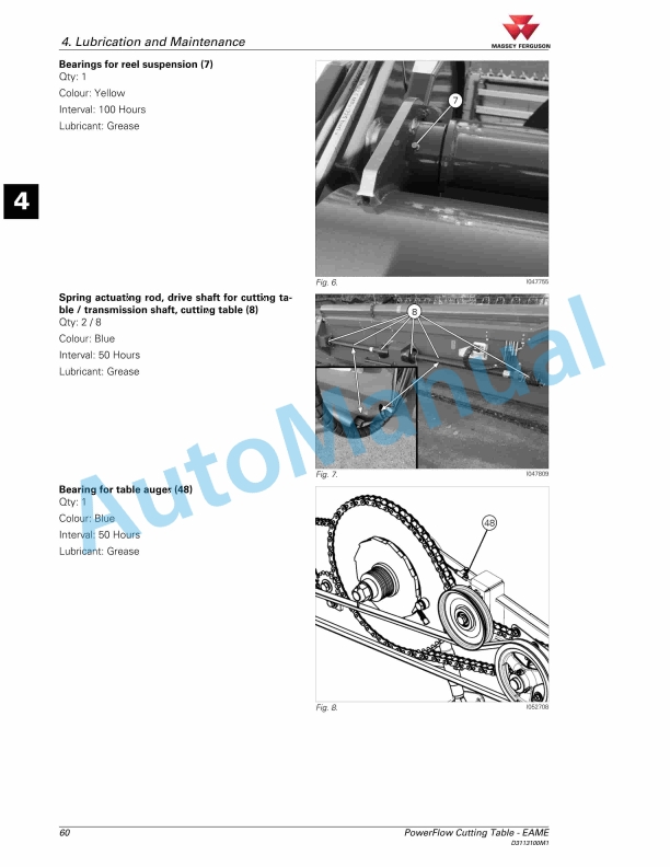 Massey Ferguson 35 Ft PowerFlow Table Operators Manual D3113100M1-5