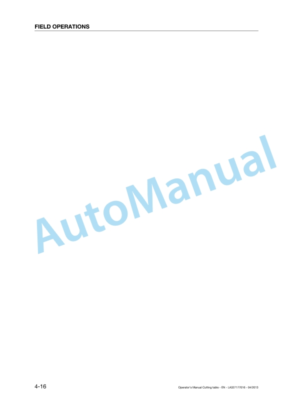 Massey Ferguson 4.20, 4.80, 5.40, 6.00, 6.60, 7.60 Cutting Table Original Operators Manual LA327177016-2
