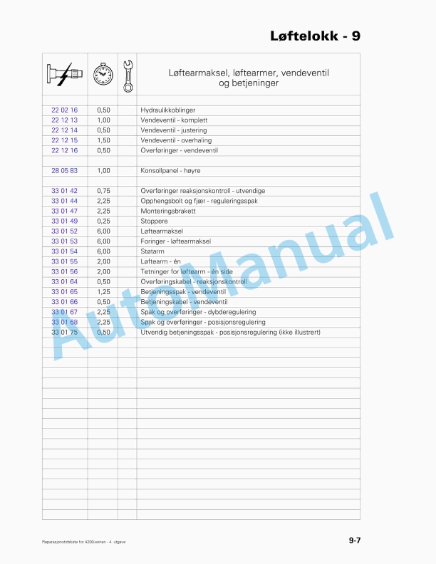 Massey Ferguson 4200 Series Tractor Repair Time Schedule 1857070M4-3