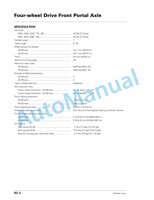 Massey Ferguson 4200 Series Tractor Workshop Manual 1857053M4-2