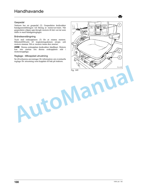 Massey Ferguson 4300 Series Cab Tractor Operator Instruction Book 1857311M2-4