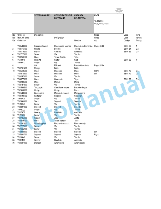 Massey Ferguson 4435, 4445, 4455, 4435L, 4445L, 4455L Repair Time Schedule-3