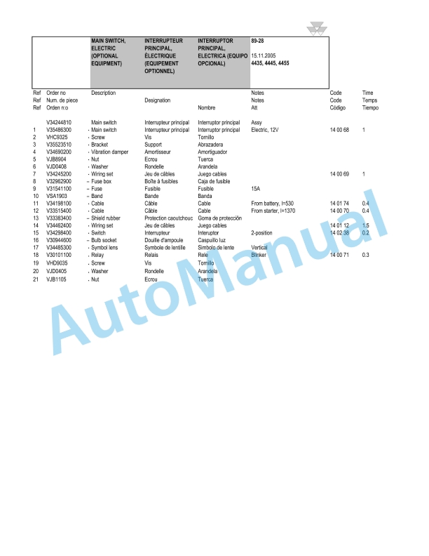 Massey Ferguson 4435, 4445, 4455, 4435L, 4445L, 4455L Repair Time Schedule-5