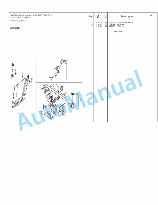 Massey Ferguson 4607M, 4609M, 4610M, 4610M HC Tractor Repair Time Schedule 4283603M2-3