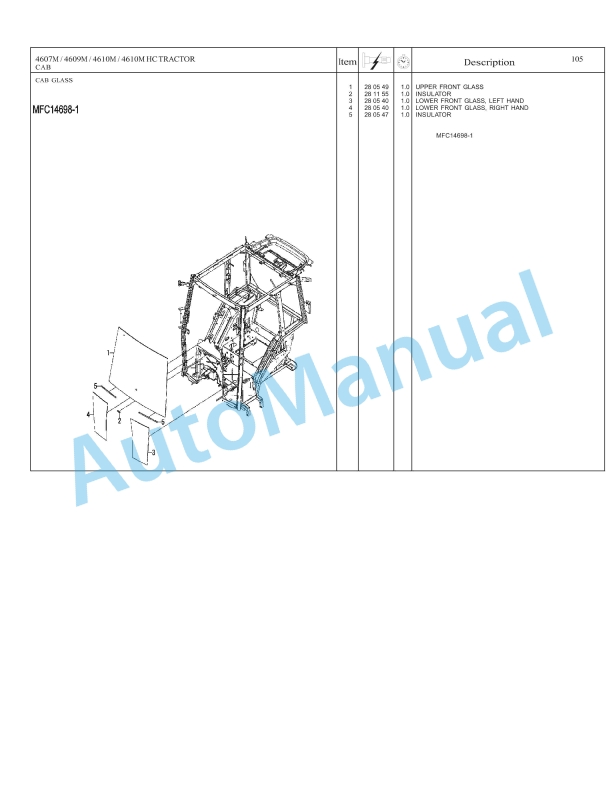 Massey Ferguson 4607M, 4609M, 4610M, 4610M HC Tractor Repair Time Schedule 4283603M2-4