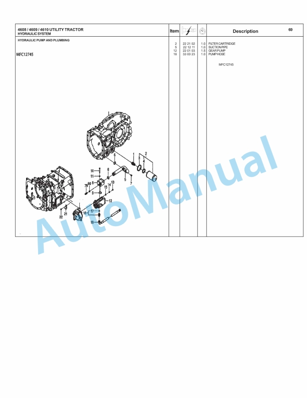 Massey Ferguson 4608, 4609, 4610 Tractor Repair Time Schedule 4283520M2-2
