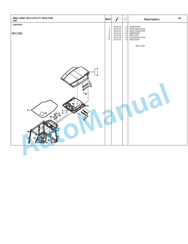Massey Ferguson 4608, 4609, 4610 Tractor Repair Time Schedule 4283520M2-3