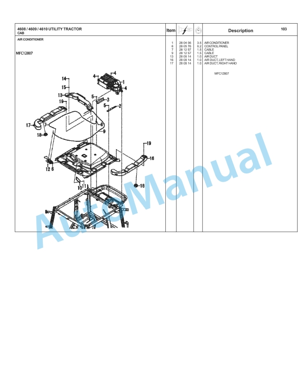 Massey Ferguson 4608, 4609, 4610 Tractor Repair Time Schedule 4283520M2-4