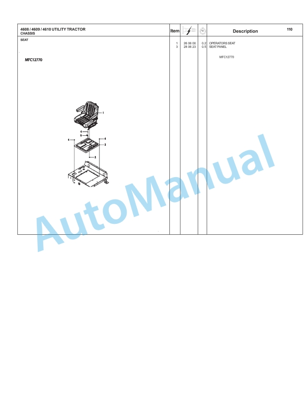 Massey Ferguson 4608, 4609, 4610 Tractor Repair Time Schedule 4283520M2-5