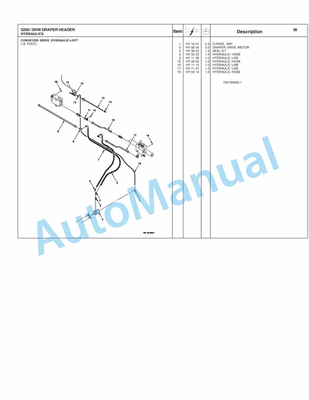 Massey Ferguson 5200 Draper Header Repair Time Schedule 4283434M1-2