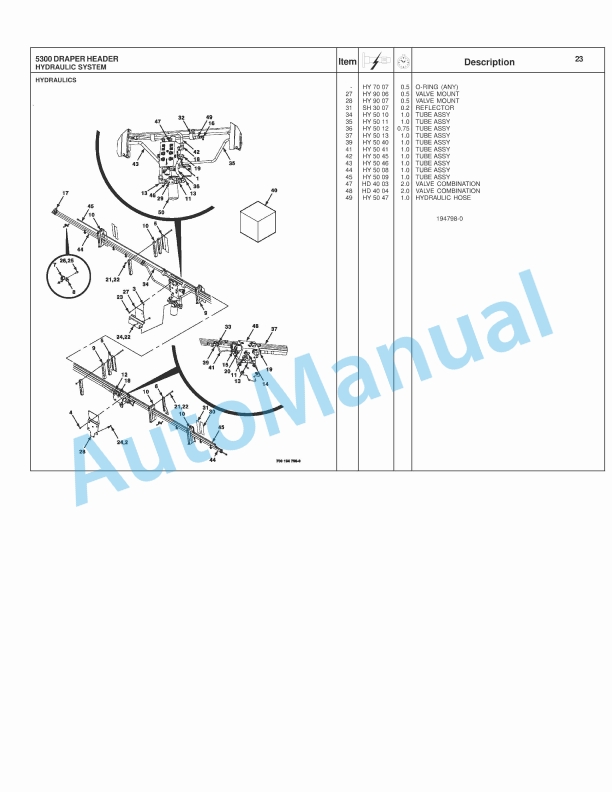 Massey Ferguson 5300 Draper Header Repair Time Schedule 4283563M1-2