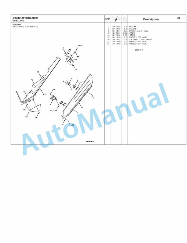 Massey Ferguson 5300 Draper Header Repair Time Schedule 4283563M1-3
