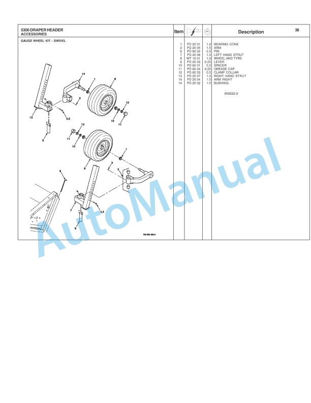 Massey Ferguson 5300 Draper Header Repair Time Schedule 4283563M1-5