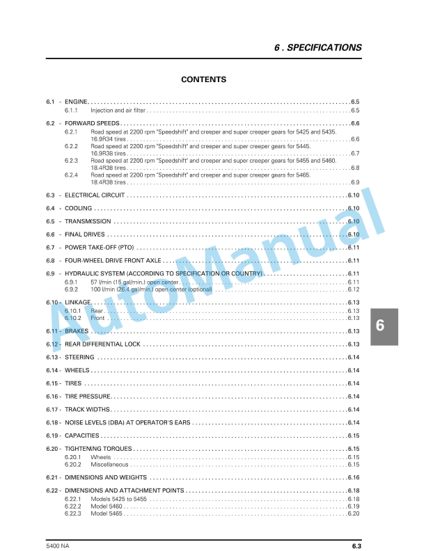Massey Ferguson 5400 Series Tractors Operator Instruction Book 3378505M2-5