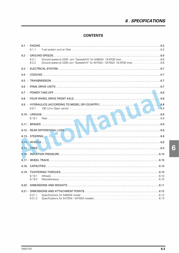 Massey Ferguson 5400 Series Tractors Operator Instruction Book 3378803M1-5