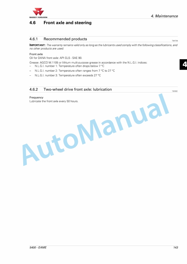 Massey Ferguson 5400 Series Tractors Operator Instruction Book 4315779M2-3