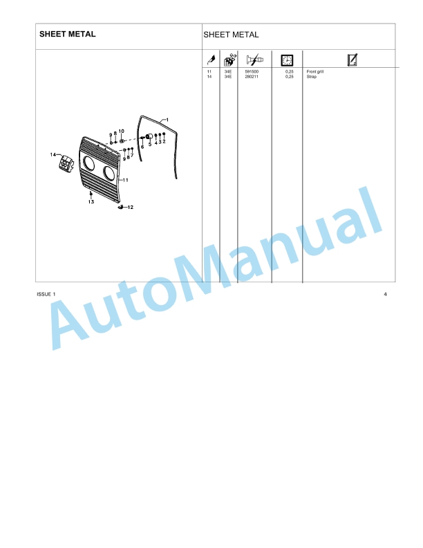 Massey Ferguson 573, 583, 593, 596 Tractors Repair Time Schedule 4283069M1-4