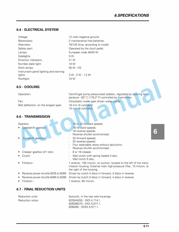 Massey Ferguson 6200 Series Tractor Operator Instruction Book 3378306M3-5