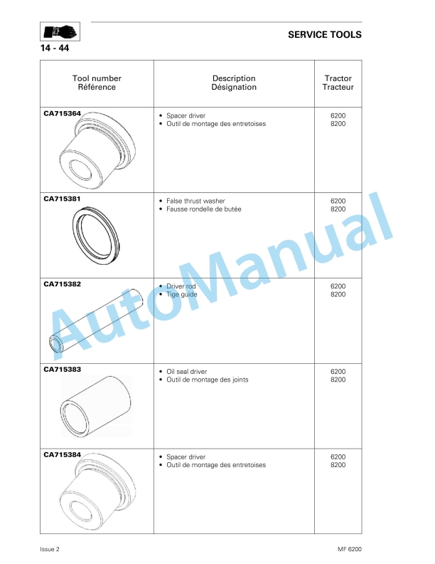 Massey Ferguson 6200 Series Tractor Repair Time Schedule 3378193M2-2