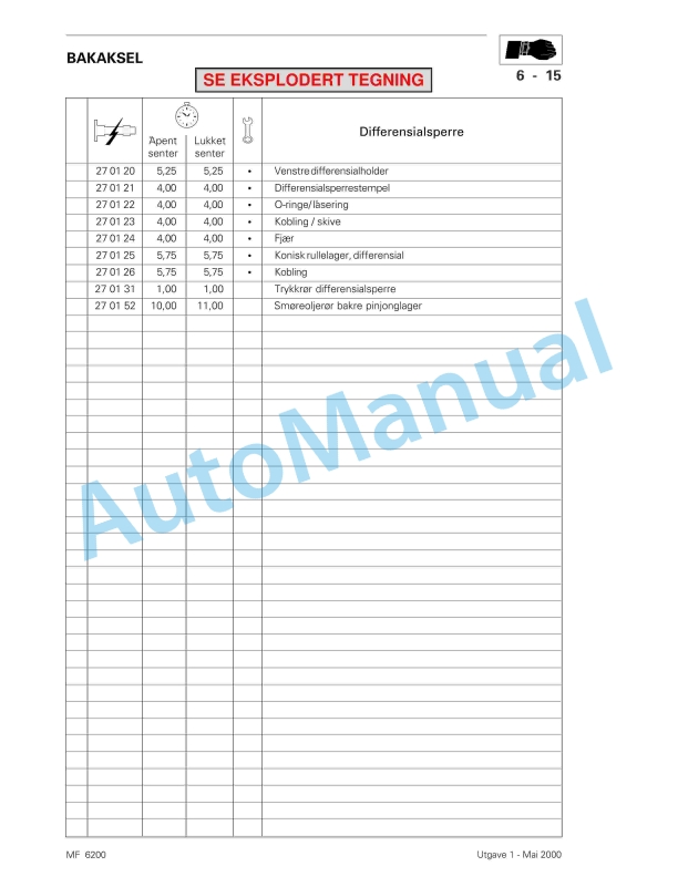 Massey Ferguson 6200 Series Tractor Repair Time Schedule 3378193M2-4