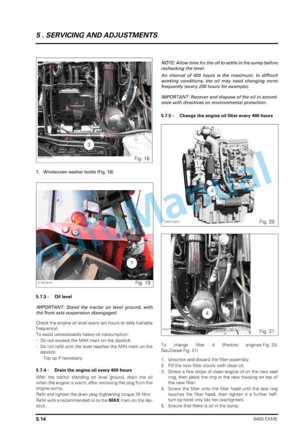 Massey Ferguson 6400 Series Tractors Operator Instruction Book 4315545M1-3