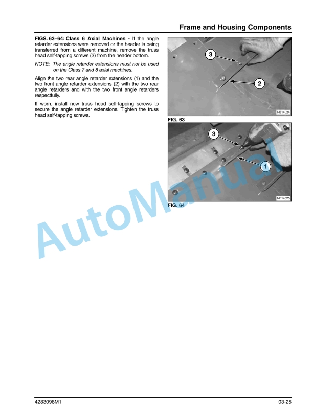 Massey Ferguson 7200 Rigid, 8200 Flex Grain Header Workshop Service Manual 4283098M1-3