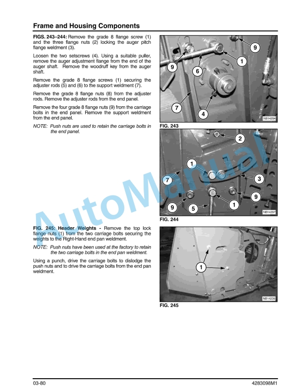 Massey Ferguson 7200 Rigid, 8200 Flex Grain Header Workshop Service Manual 4283098M1-4