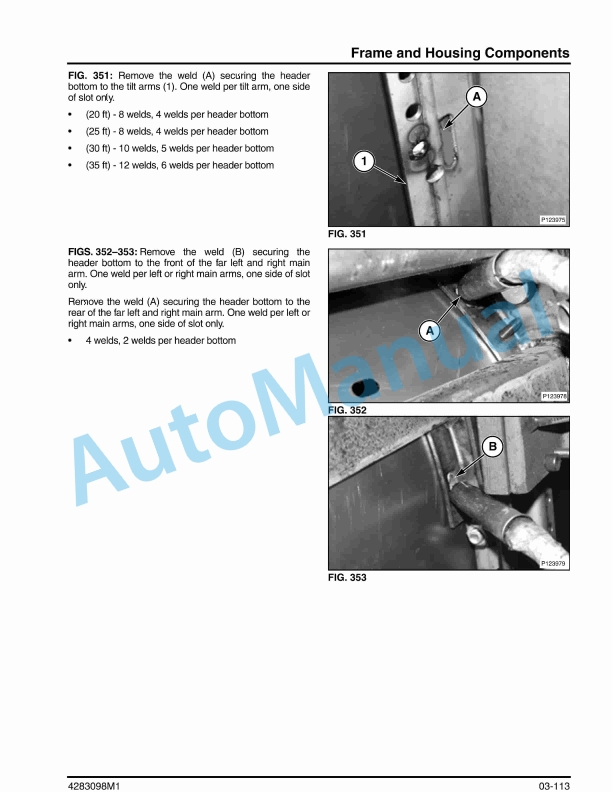 Massey Ferguson 7200 Rigid, 8200 Flex Grain Header Workshop Service Manual 4283098M1-5