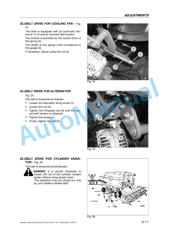 Massey Ferguson 7240 Activa Original Operators Manual LA327270013-3