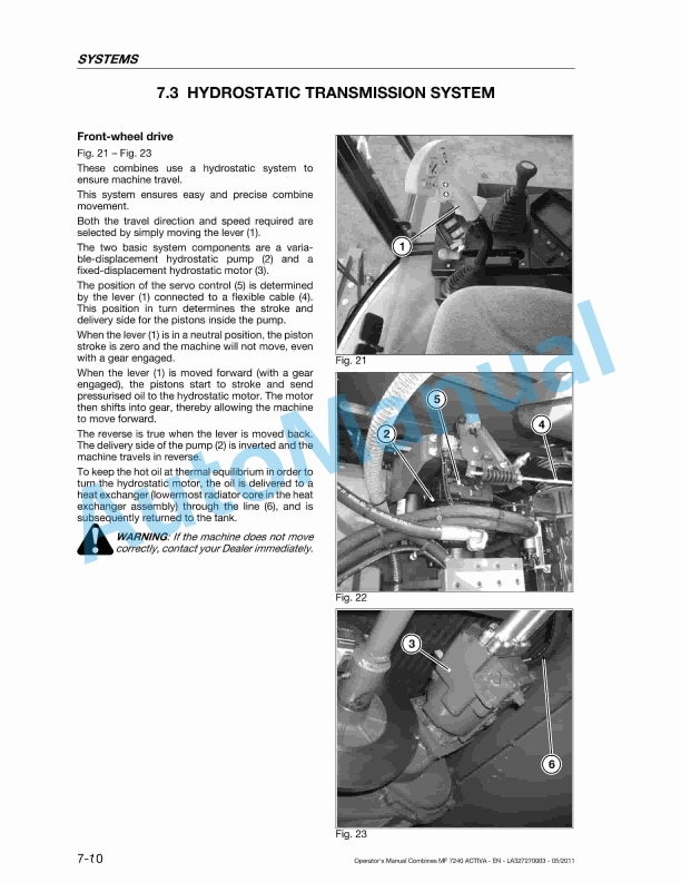 Massey Ferguson 7240 Activa Original Operators Manual LA327270013-4