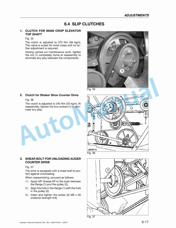 Massey Ferguson 7244 Activa Original Operators Manual LA327313010-3
