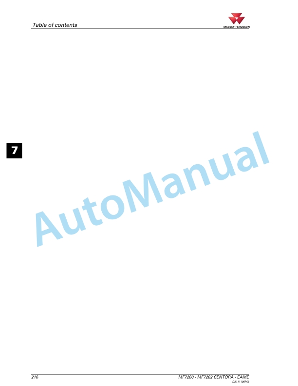 Massey Ferguson 7280 Centora Combine Series Operators Manual D3111100M3-2