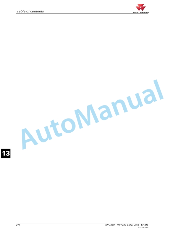Massey Ferguson 7280 Centora Combine Series Workshop Manual D3111800M4-2