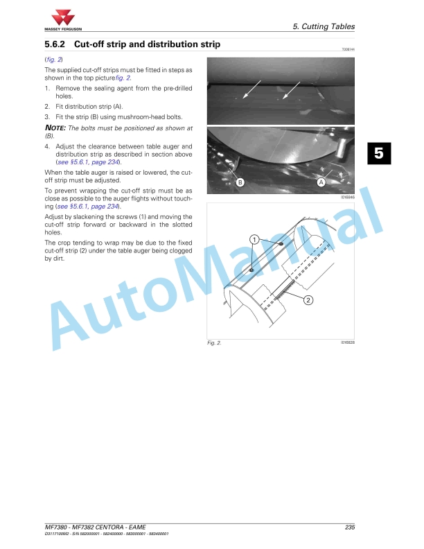Massey Ferguson 7380 Centora Combine Series Operators Manual D3117100M2-2