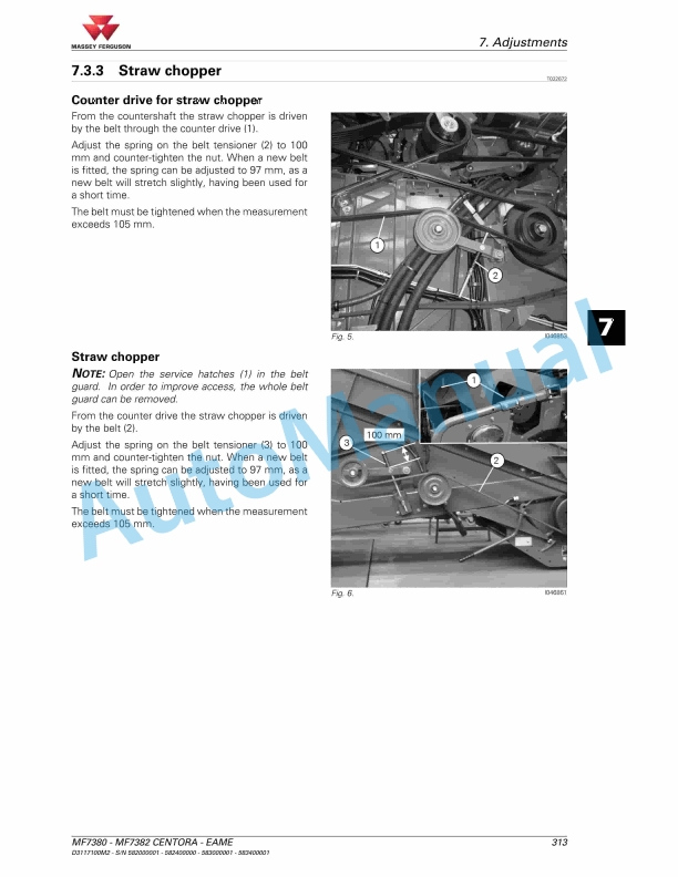 Massey Ferguson 7380 Centora Combine Series Operators Manual D3117100M2-3