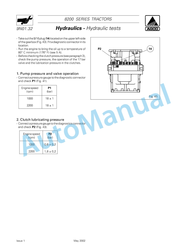 Massey Ferguson 8200 Series Tractor Workshop Service Manual 3378177M1-3